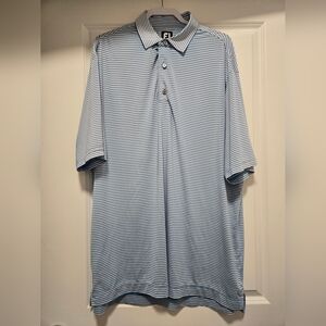 FootJoy Men's Polo Shirt Blue Striped Short Sleeve Collared Golf - Size XXL